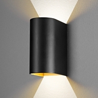 D784 , FEELING LED-wand armatuur, zwart / goud 2x3W LED 3000K incl. driver CRI>90