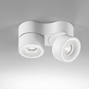 DLS-EGGER,D616,CLIPPO DUO LED-wand and plafond armatuur, wit, goud ring 2x14W LED 32° 3000K incl. driver phase dim CRI>90