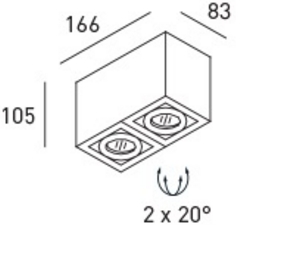 DLS-EGGER,D372,lamp BOX 2 plafond armatuur, dubbel, wit 2x35W/GU10