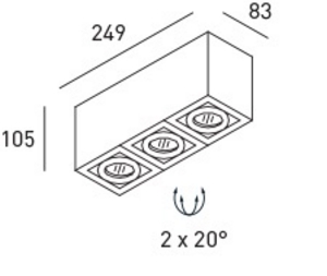 DLS-EGGER,D373,lamp BOX 3 plafond armatuur, drievoudig, wit 3x35W/GU10
