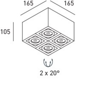 DLS-EGGER,D370,lamp BOX 4 plafond armatuur, quad, wit 4x35W/GU10