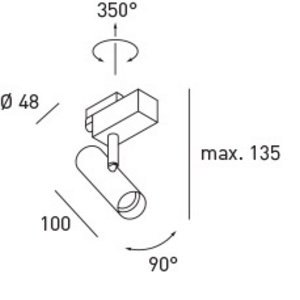 DLS-EGGER,D772,LUCY LED-spot met 3-fase rail koppeling, zwart 1x10W LED 38° 2700K incl. driver CRI>90