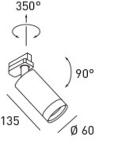 DLS-EGGER,D632,REED spot met 3-fase rail koppeling, wit / reflector zwart 1x50W/GU10