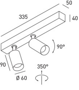 DLS-EGGER,D936,SATURNO 2 LED-spot, wit / reflector zwart 2x9,3W LED 33° 2700K incl. driver phase dim CRI>90