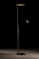 9908-2-195 , LED Torchiere NOVA FLEX Eloxal Brass / Black, with two push button dimmer, 6000 + 2000 Lumen, 2700 Kelvin, CRI>90 inkl. 2x LED