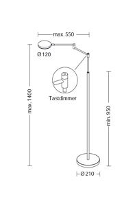 HOLTKOET,9656-1-62,LED Floor lamp PLANO B Platinum,    CRI>90