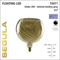 SG-55071 , LED Floating Globe 200 twisted smokey grey