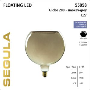 Segula,SG-55058,LED Floating Globe 200 smokey grey