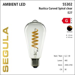 Segula,SG-55302,LED Rustica Curved Spiral Ambient clear